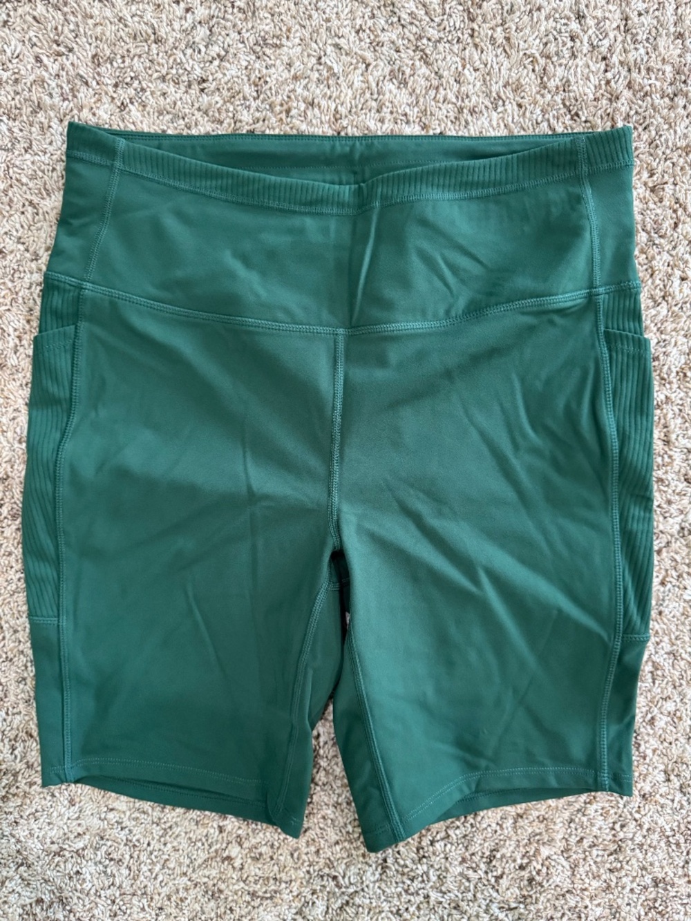 Mondetta Womens Active Midweight Ribbed Bike Short Pacific Green L NWOT